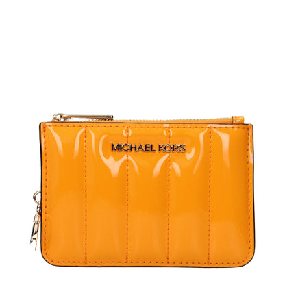 Portefeuille en Cuir Orange Michael Kors Logo Devant Exclusif