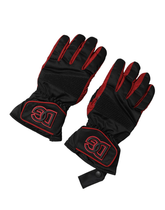 Gants Dolce & Gabbana homme en nylon noir et rouge – LB30366