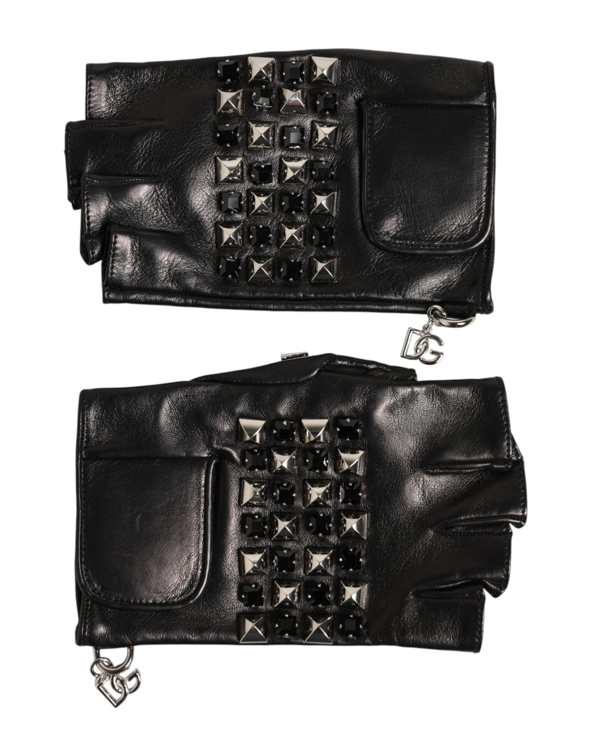Mitaines Dolce & Gabbana homme cloutées en cuir d'agneau noir – LB30273