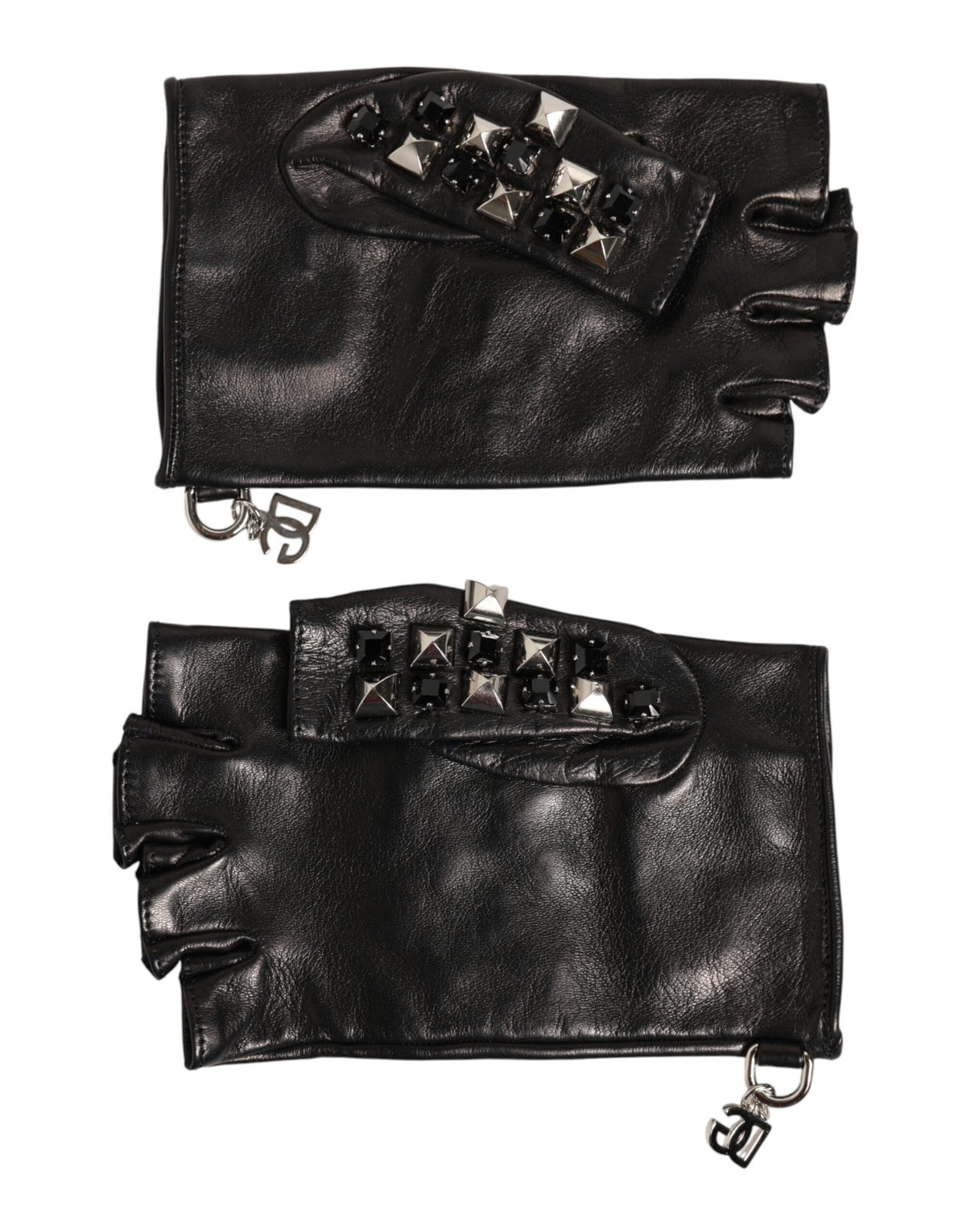 Mitaines Dolce & Gabbana homme cloutées en cuir d'agneau noir – LB30273