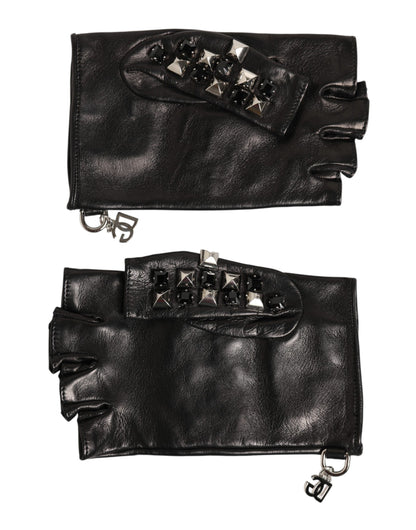 Mitaines Dolce & Gabbana homme cloutées en cuir d'agneau noir – LB30273