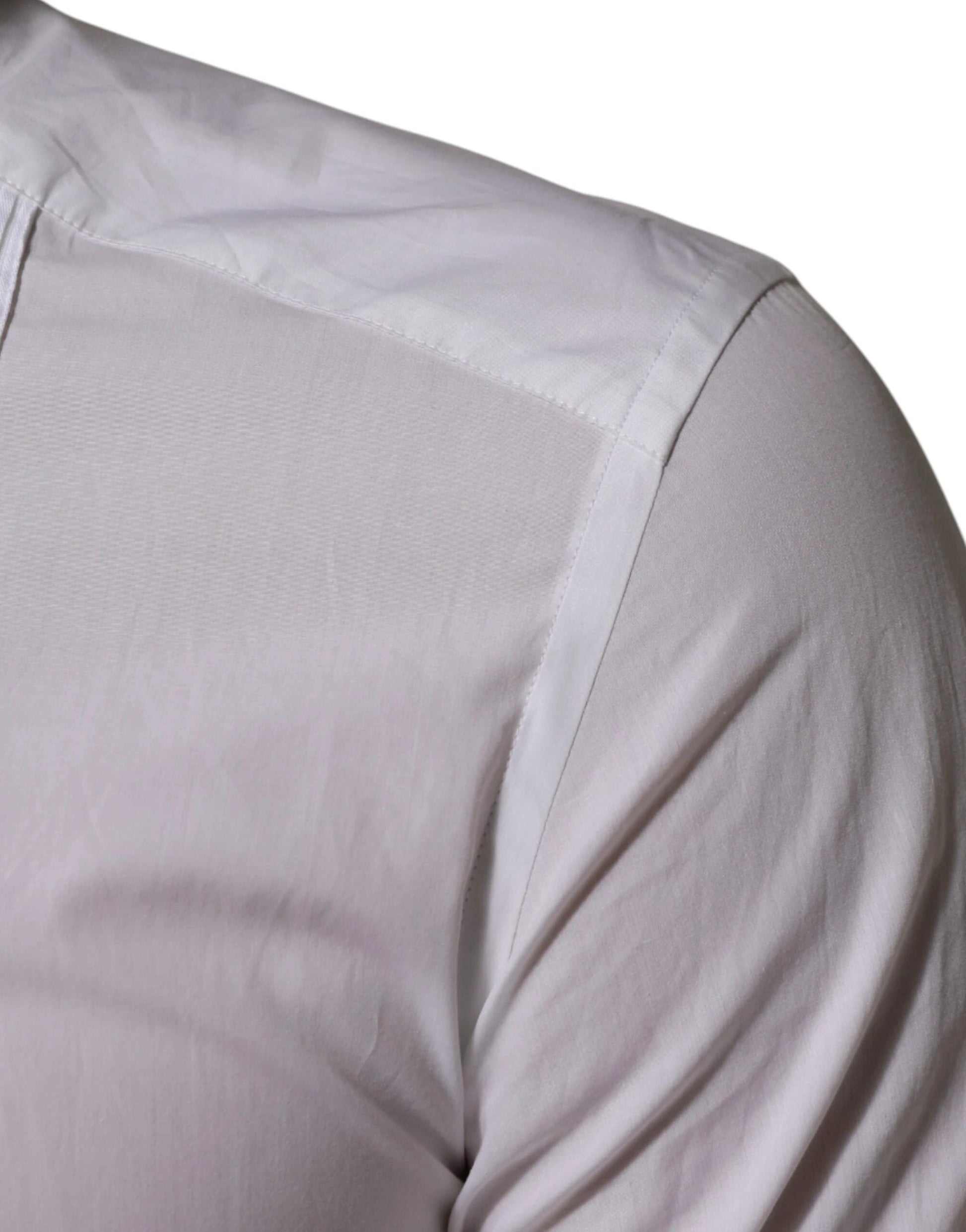 Dolce & Gabbana White Cotton Collared Long Sleeve GOLD Dress Shirt by Dolce & Gabbana