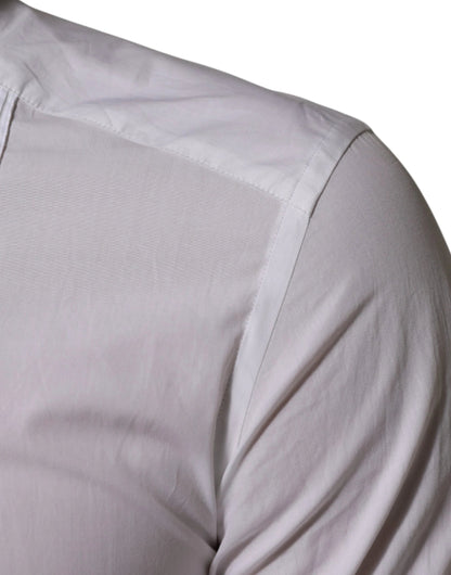 Dolce & Gabbana White Cotton Collared Long Sleeve GOLD Dress Shirt by Dolce & Gabbana
