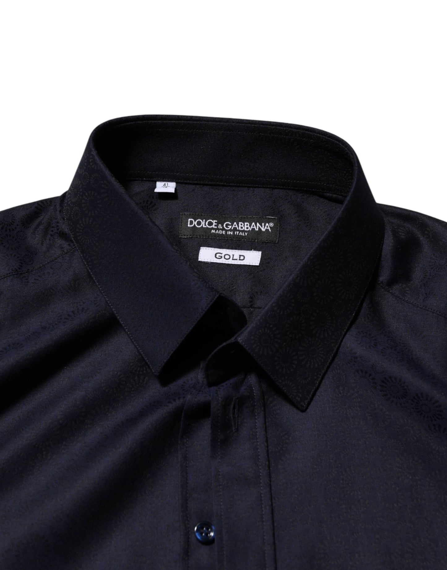 Dolce & Gabbana Blue Cotton Collared Long Sleeve GOLD Men Dress Shirt by Dolce & Gabbana