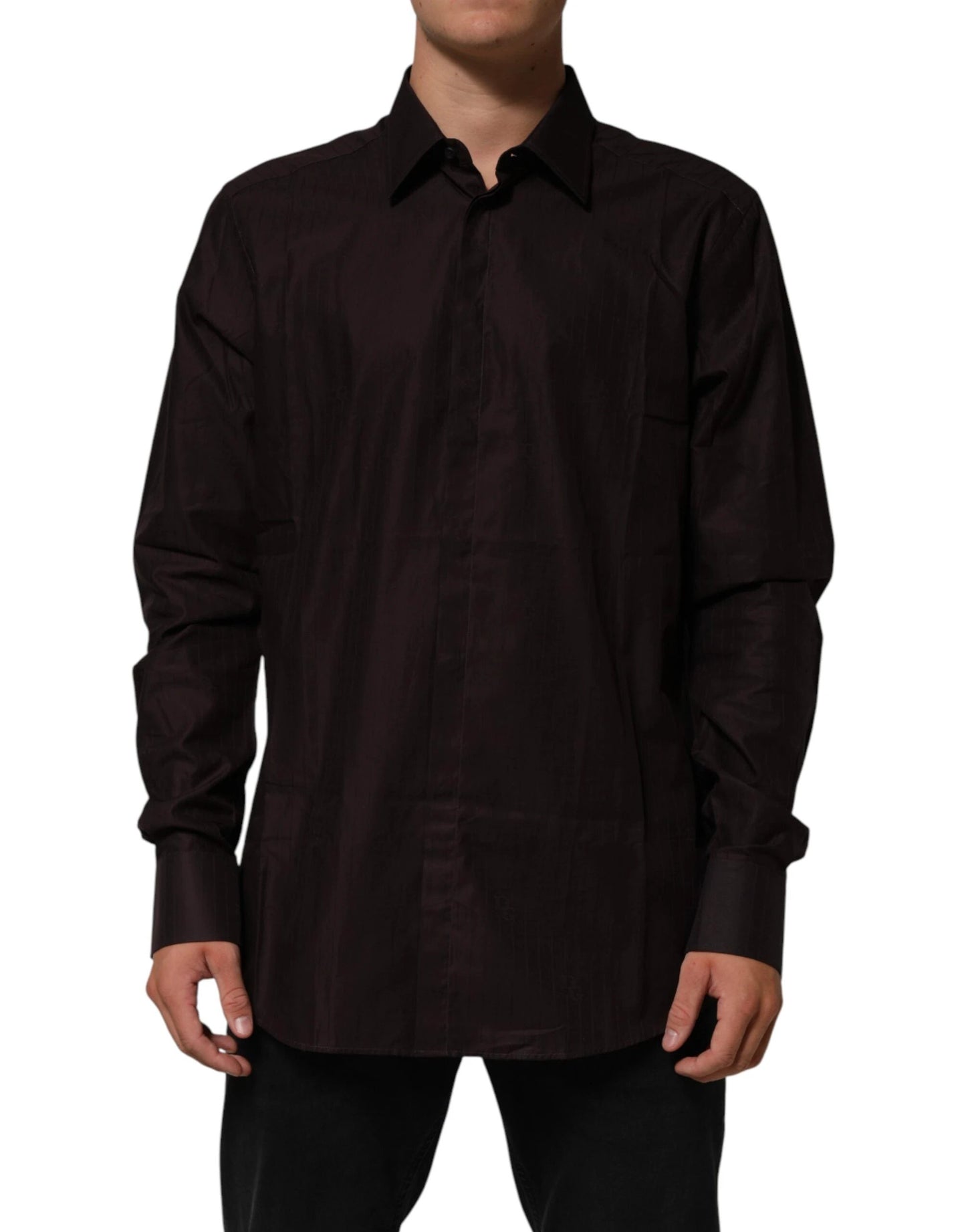 Dolce & Gabbana Brown Cotton LongSleeve MARTINI Dress Shirt by Dolce & Gabbana