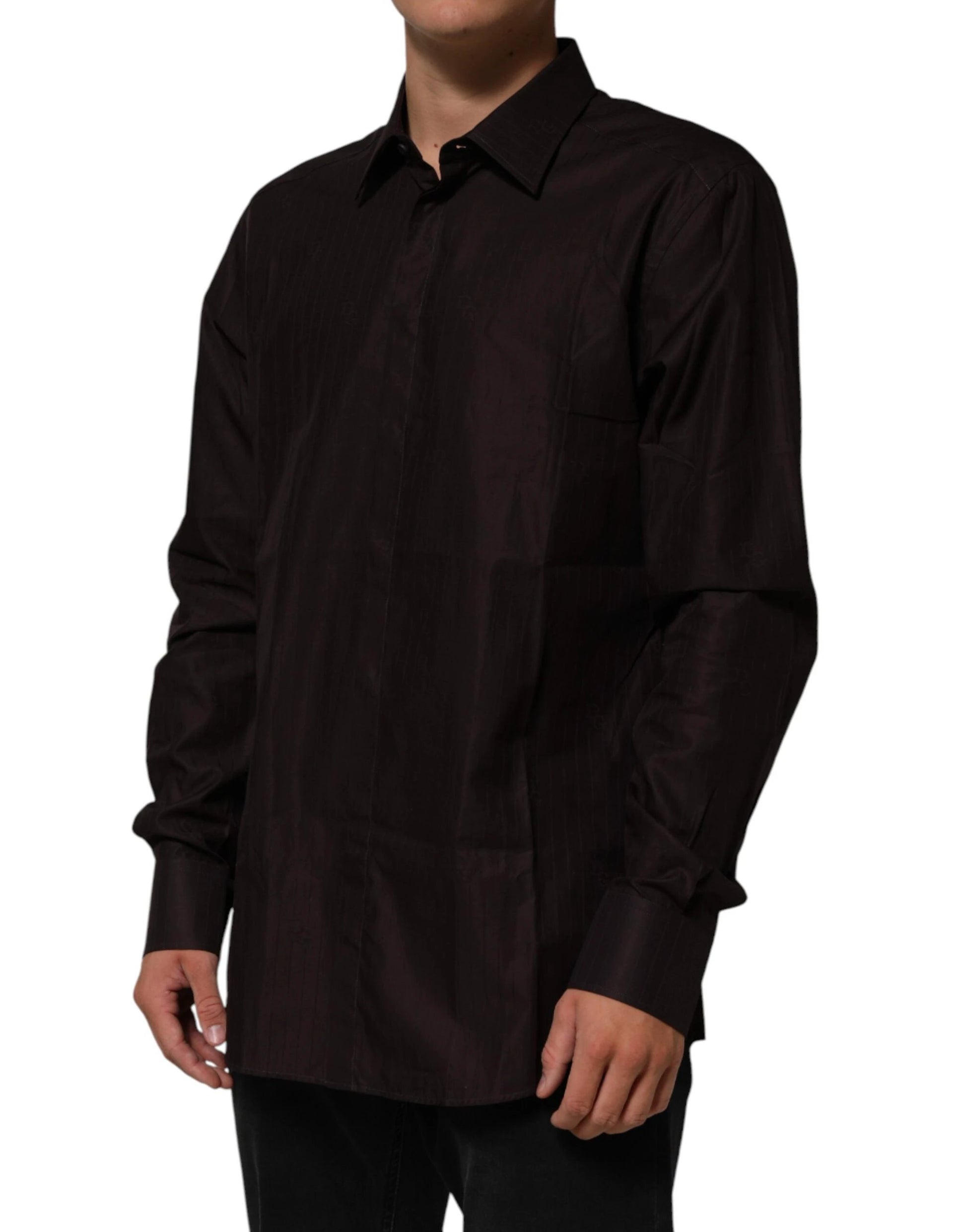 Dolce & Gabbana Brown Cotton LongSleeve MARTINI Dress Shirt by Dolce & Gabbana