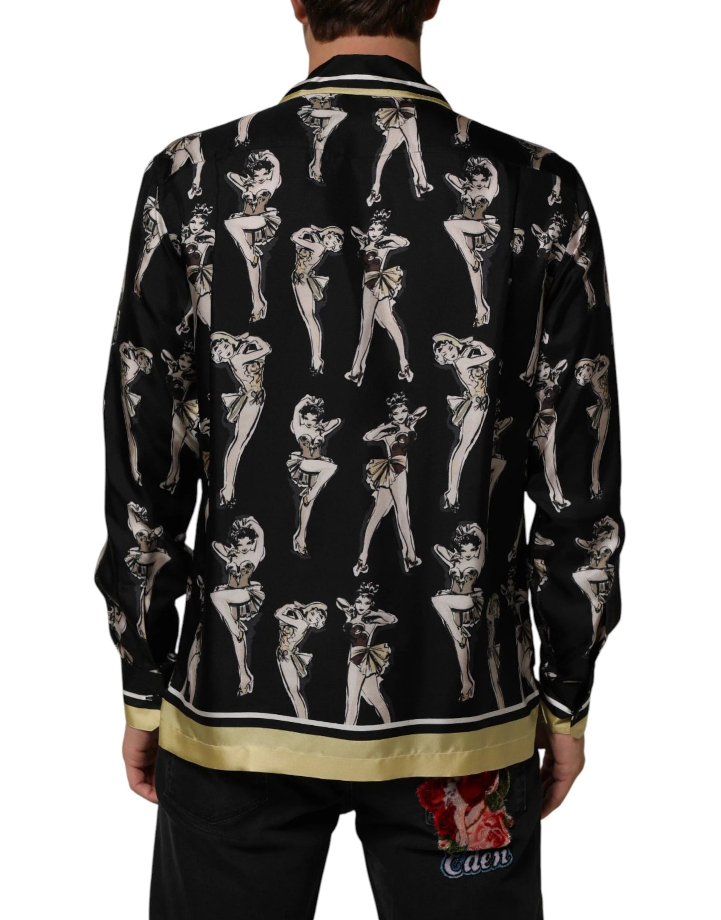 Dolce & Gabbana Black Silk Pin Up Printed Button Down Shirt by Dolce & Gabbana
