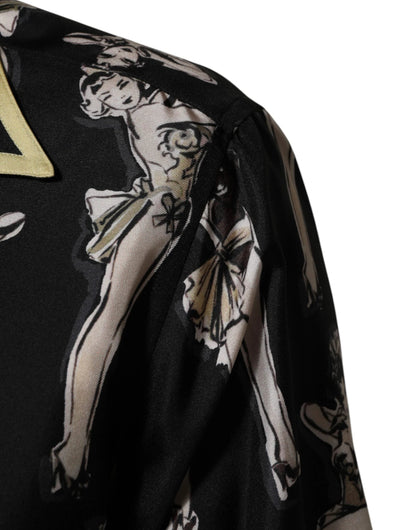 Dolce & Gabbana Black Silk Pin Up Printed Button Down Shirt by Dolce & Gabbana