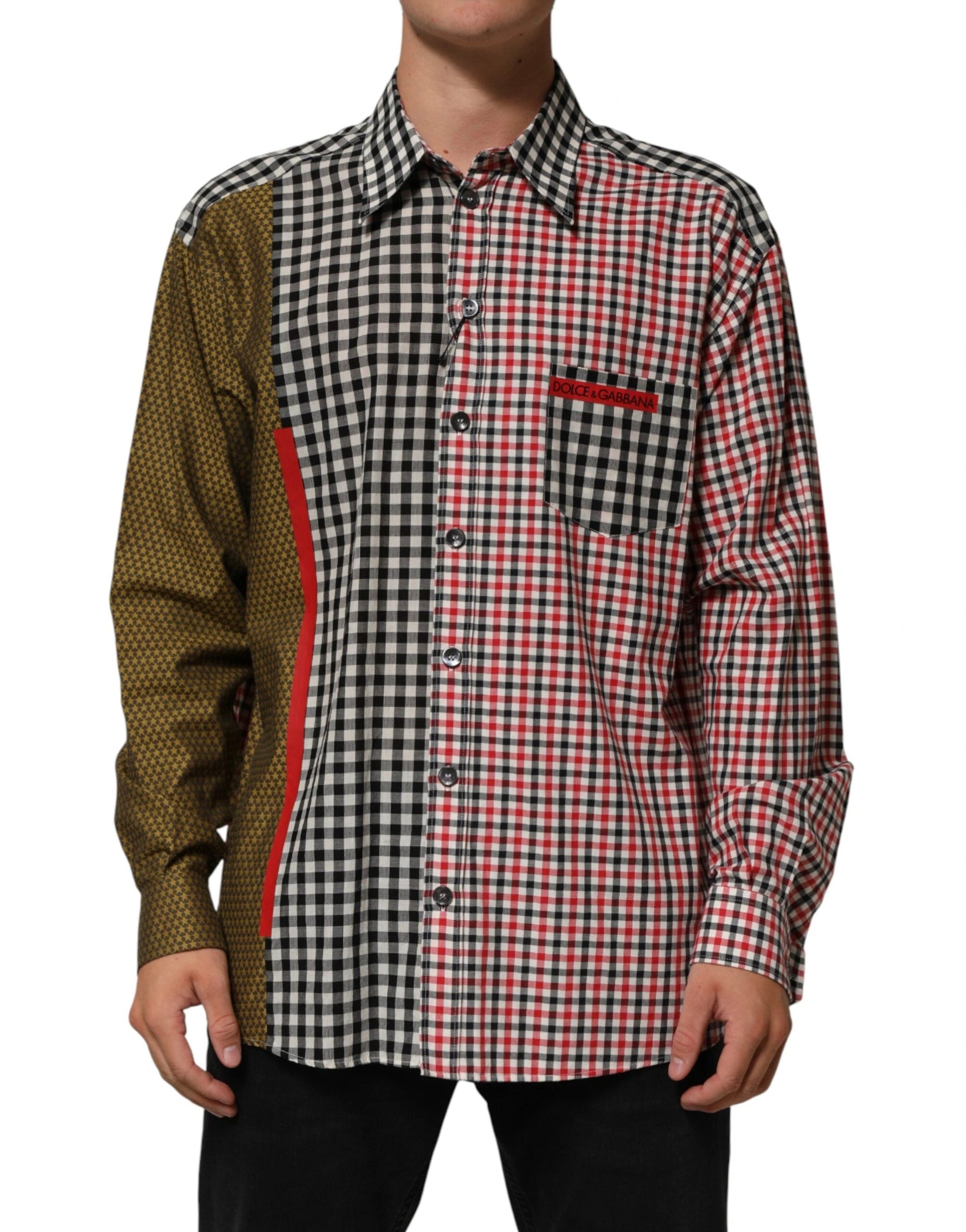 Dolce & Gabbana Multicolor Cotton Collared Checkered Shirt by Dolce & Gabbana