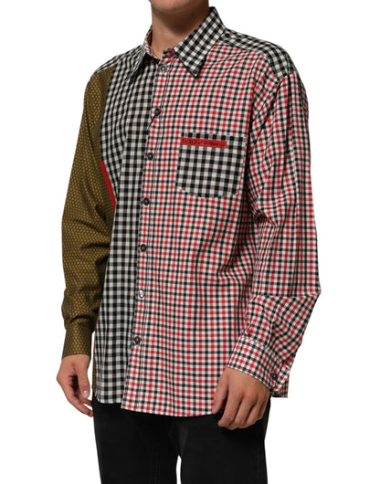Dolce & Gabbana Multicolor Cotton Collared Checkered Shirt by Dolce & Gabbana