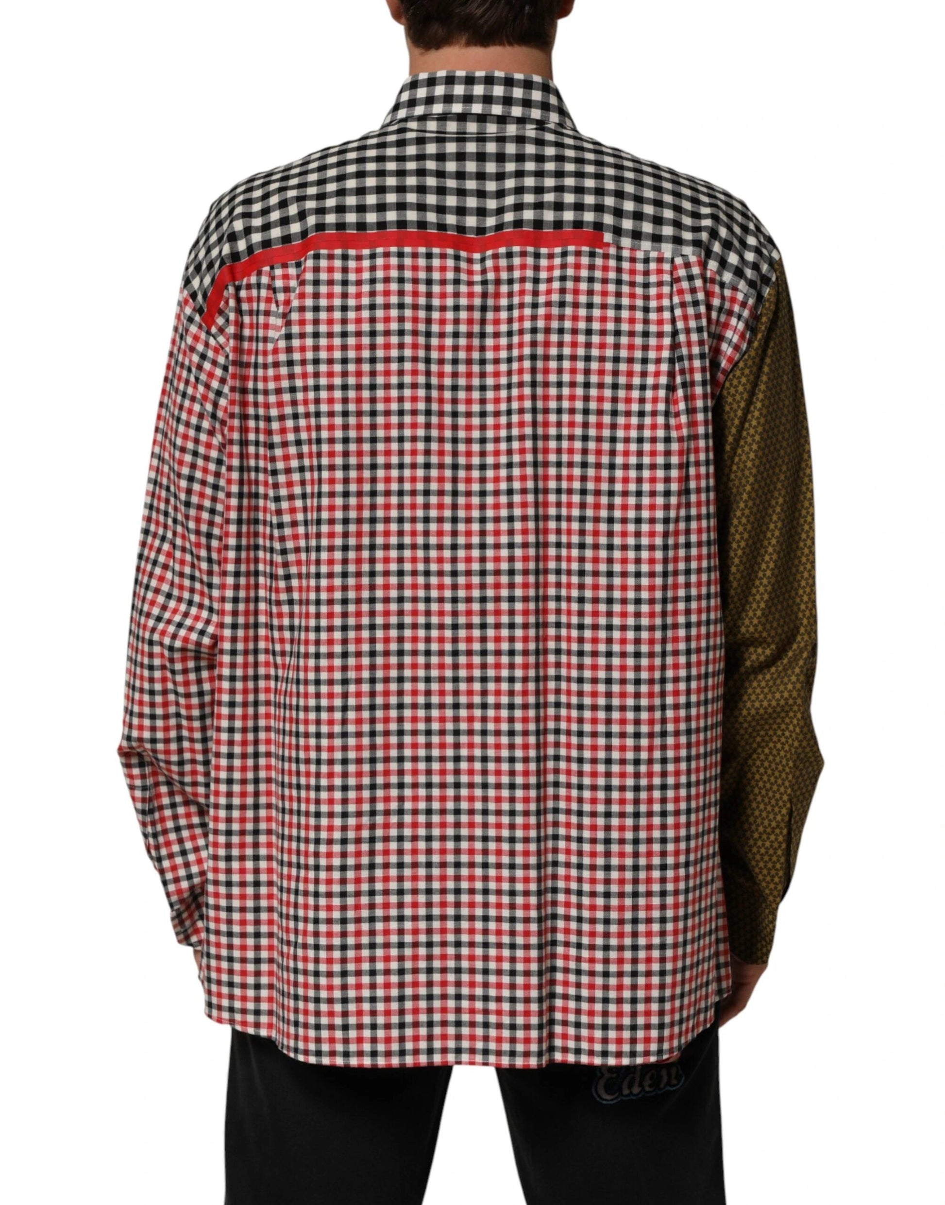 Dolce & Gabbana Multicolor Cotton Collared Checkered Shirt by Dolce & Gabbana