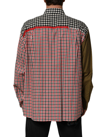 Dolce & Gabbana Multicolor Cotton Collared Checkered Shirt by Dolce & Gabbana