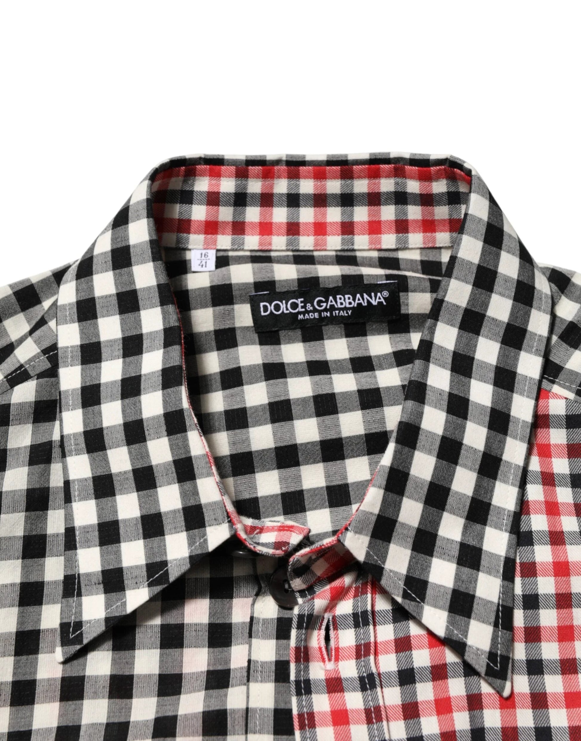 Dolce & Gabbana Multicolor Cotton Collared Checkered Shirt by Dolce & Gabbana