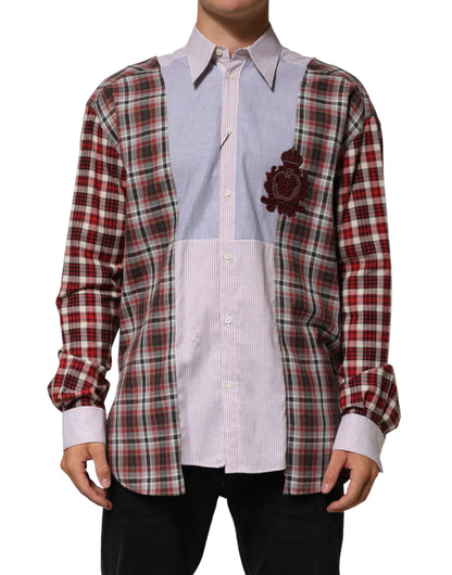 Dolce & Gabbana Multicolor Cotton Collared Checkered Shirt by Dolce & Gabbana