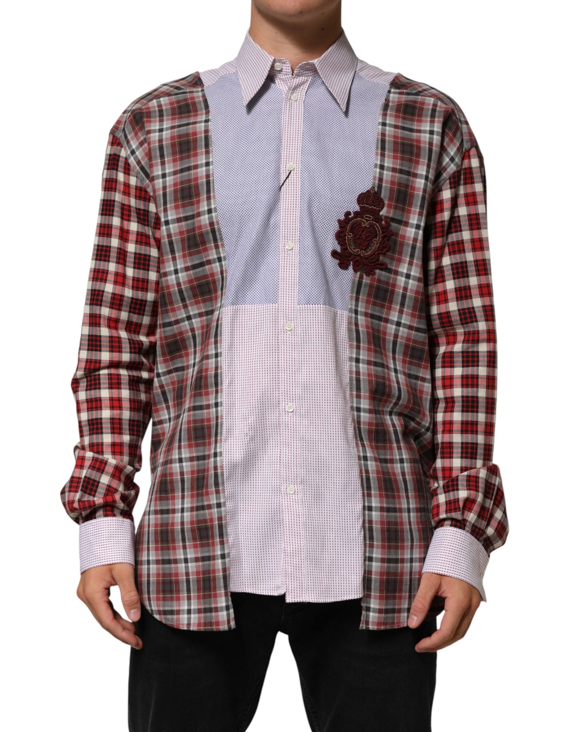 Dolce & Gabbana Multicolor Cotton Collared Checkered Shirt by Dolce & Gabbana