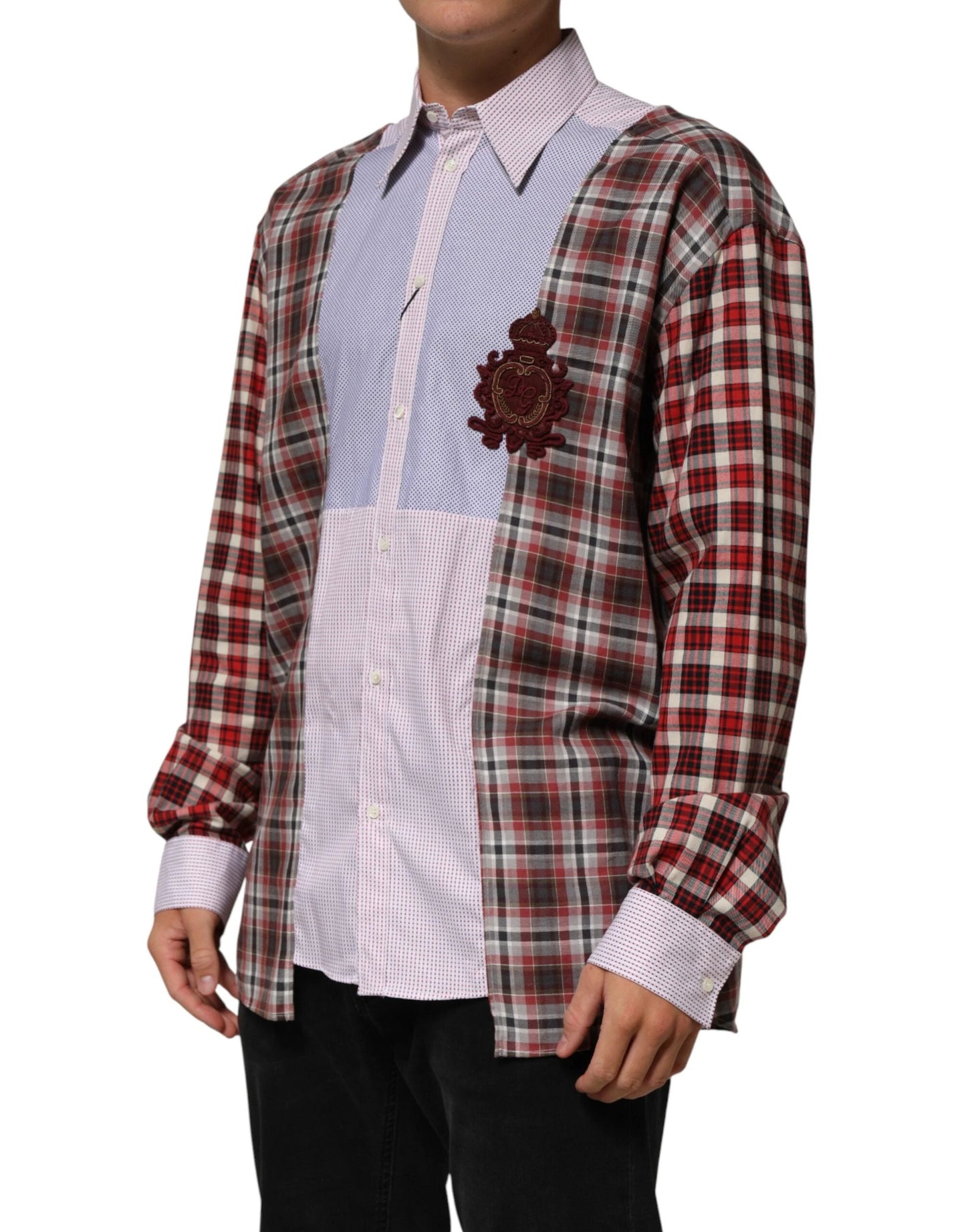 Dolce & Gabbana Multicolor Cotton Collared Checkered Shirt by Dolce & Gabbana
