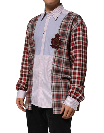 Dolce & Gabbana Multicolor Cotton Collared Checkered Shirt by Dolce & Gabbana
