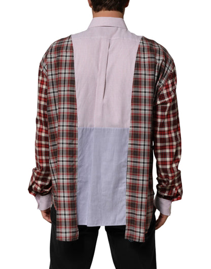Dolce & Gabbana Multicolor Cotton Collared Checkered Shirt by Dolce & Gabbana