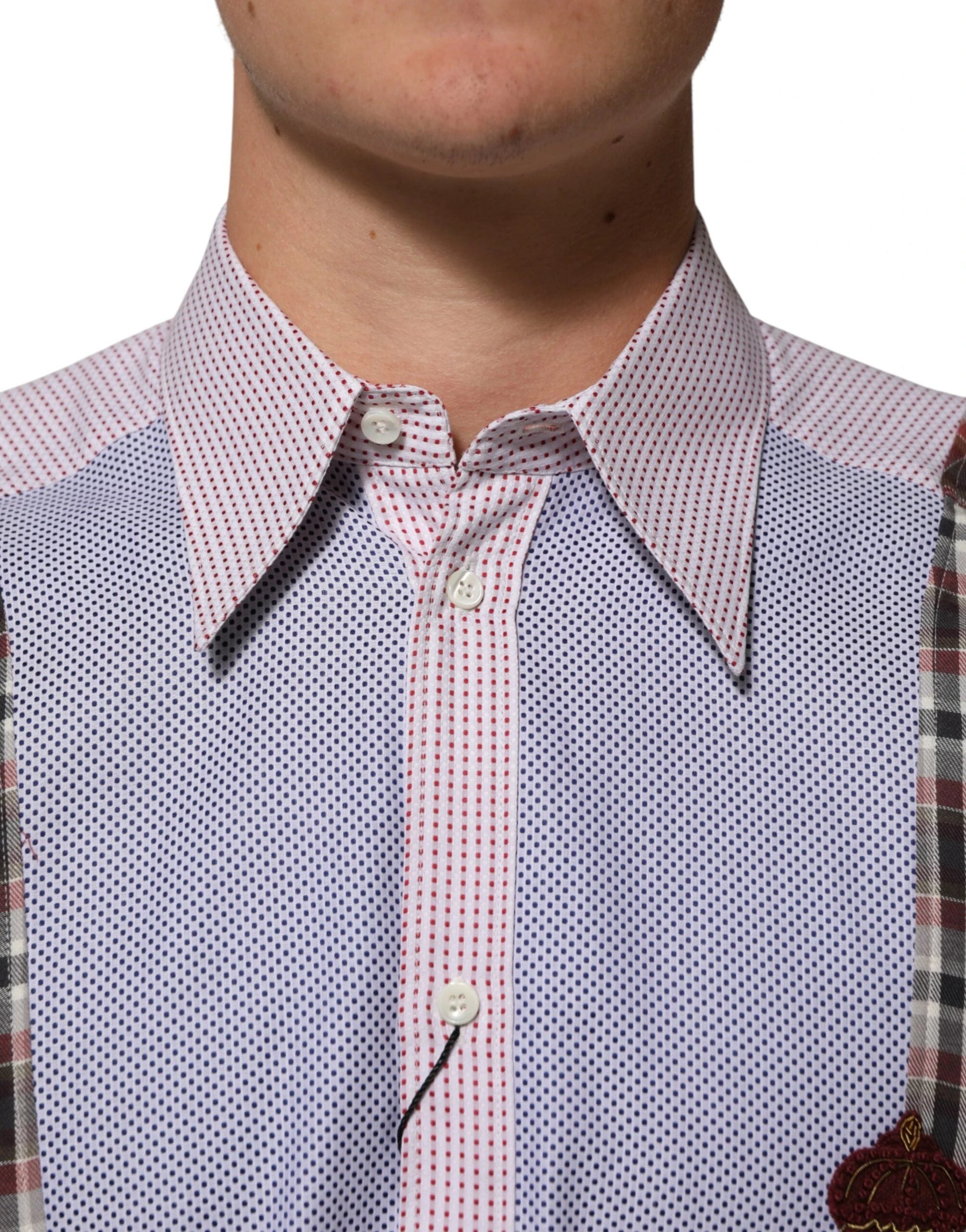 Dolce & Gabbana Multicolor Cotton Collared Checkered Shirt by Dolce & Gabbana