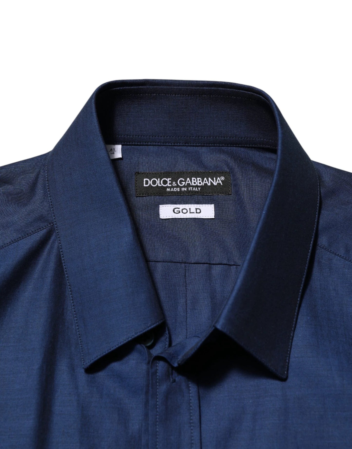 Dolce & Gabbana Blue Cotton Collared Men GOLD Dress Shirt by Dolce & Gabbana