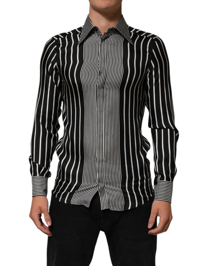 Dolce & Gabbana Black White Stripes Men MARTINI Dress Shirt by Dolce & Gabbana