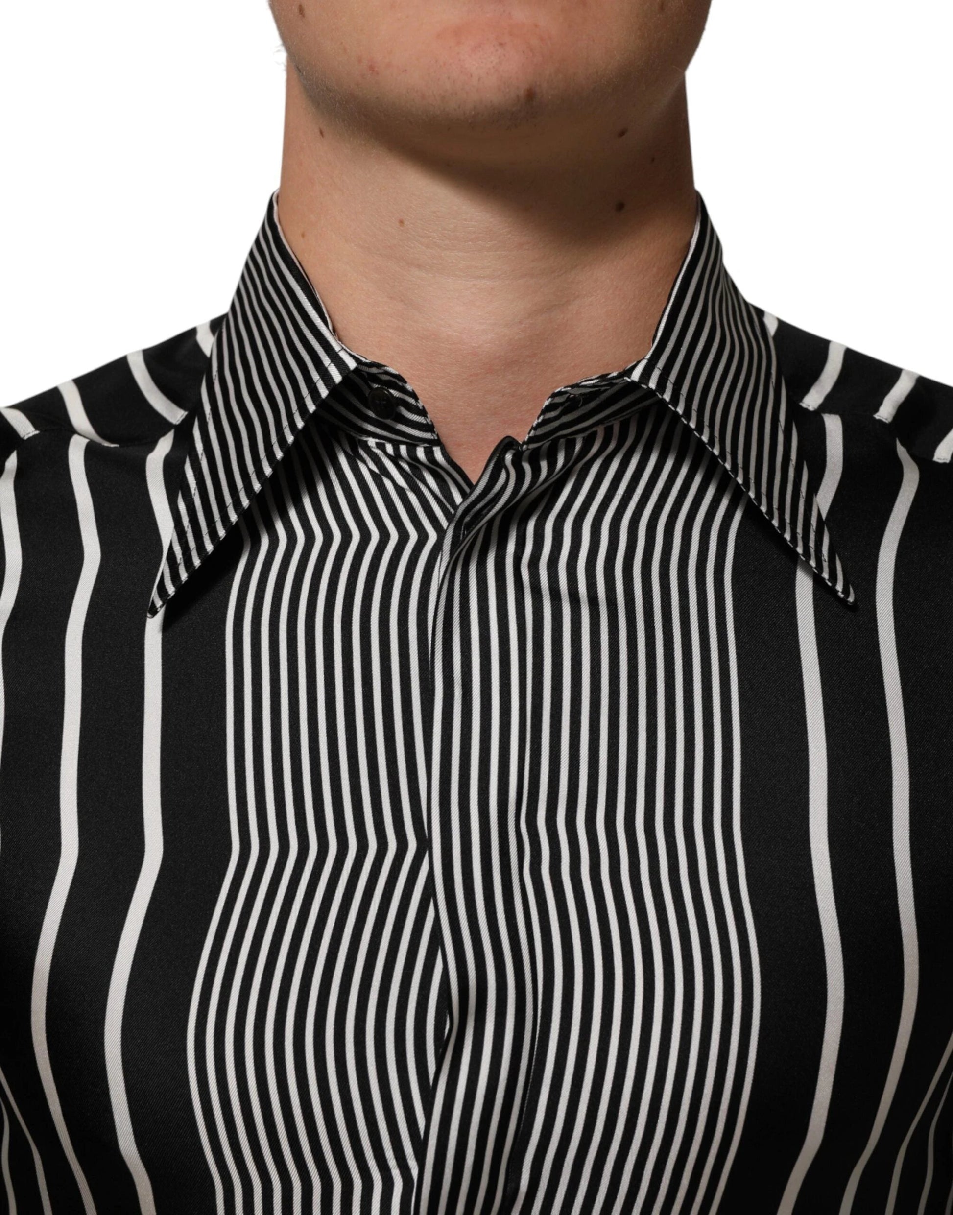 Dolce & Gabbana Black White Stripes Men MARTINI Dress Shirt by Dolce & Gabbana
