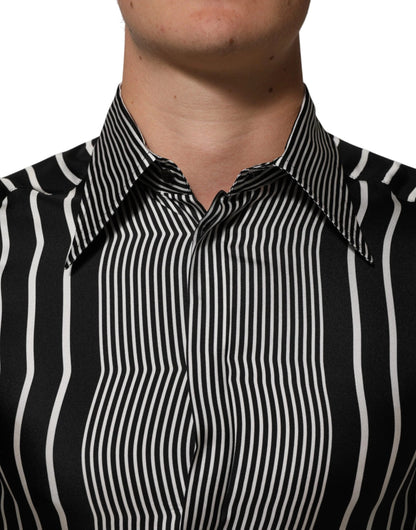 Dolce & Gabbana Black White Stripes Men MARTINI Dress Shirt by Dolce & Gabbana
