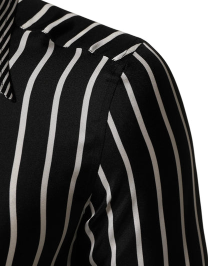 Dolce & Gabbana Black White Stripes Men MARTINI Dress Shirt by Dolce & Gabbana
