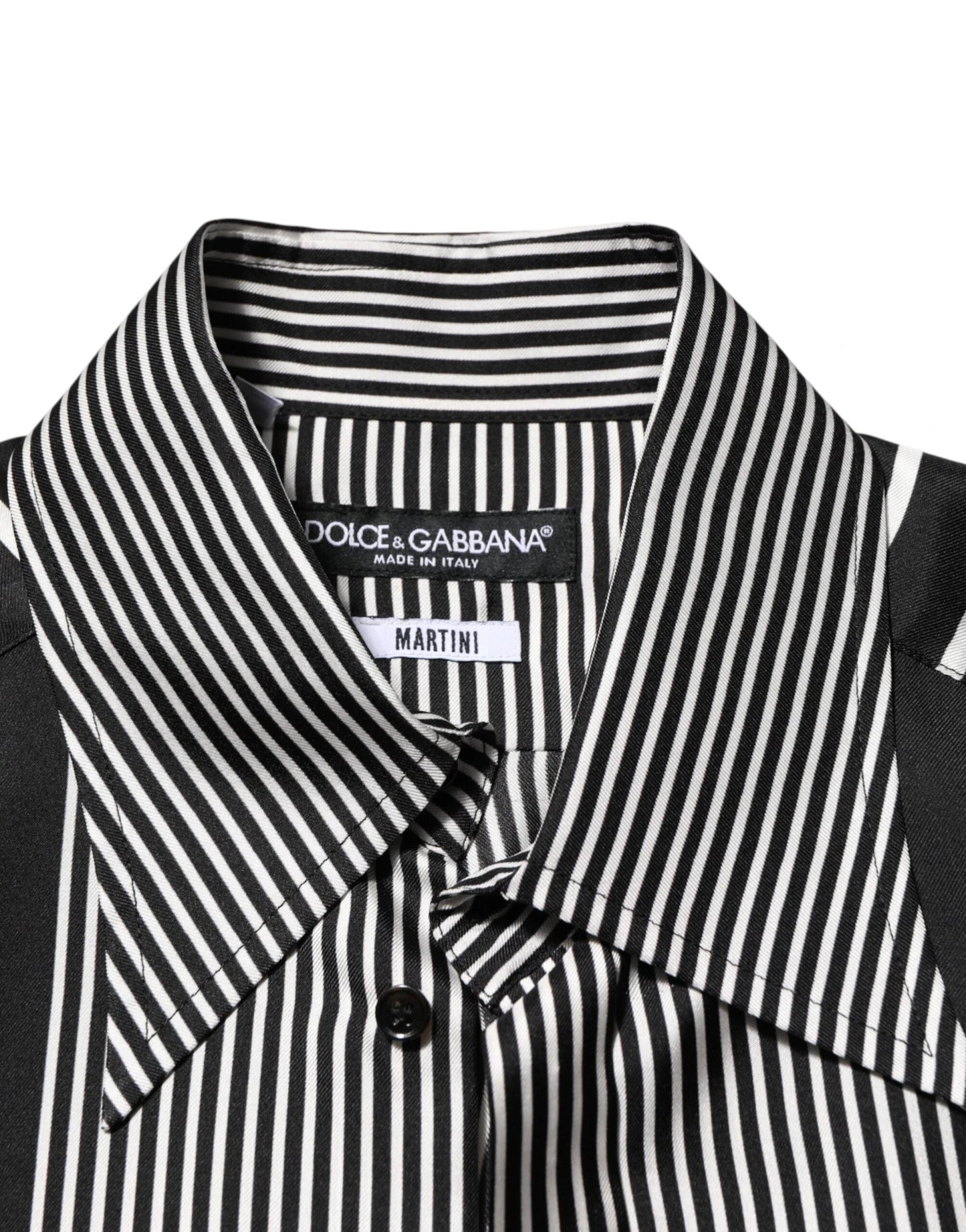 Dolce & Gabbana Black White Stripes Men MARTINI Dress Shirt by Dolce & Gabbana