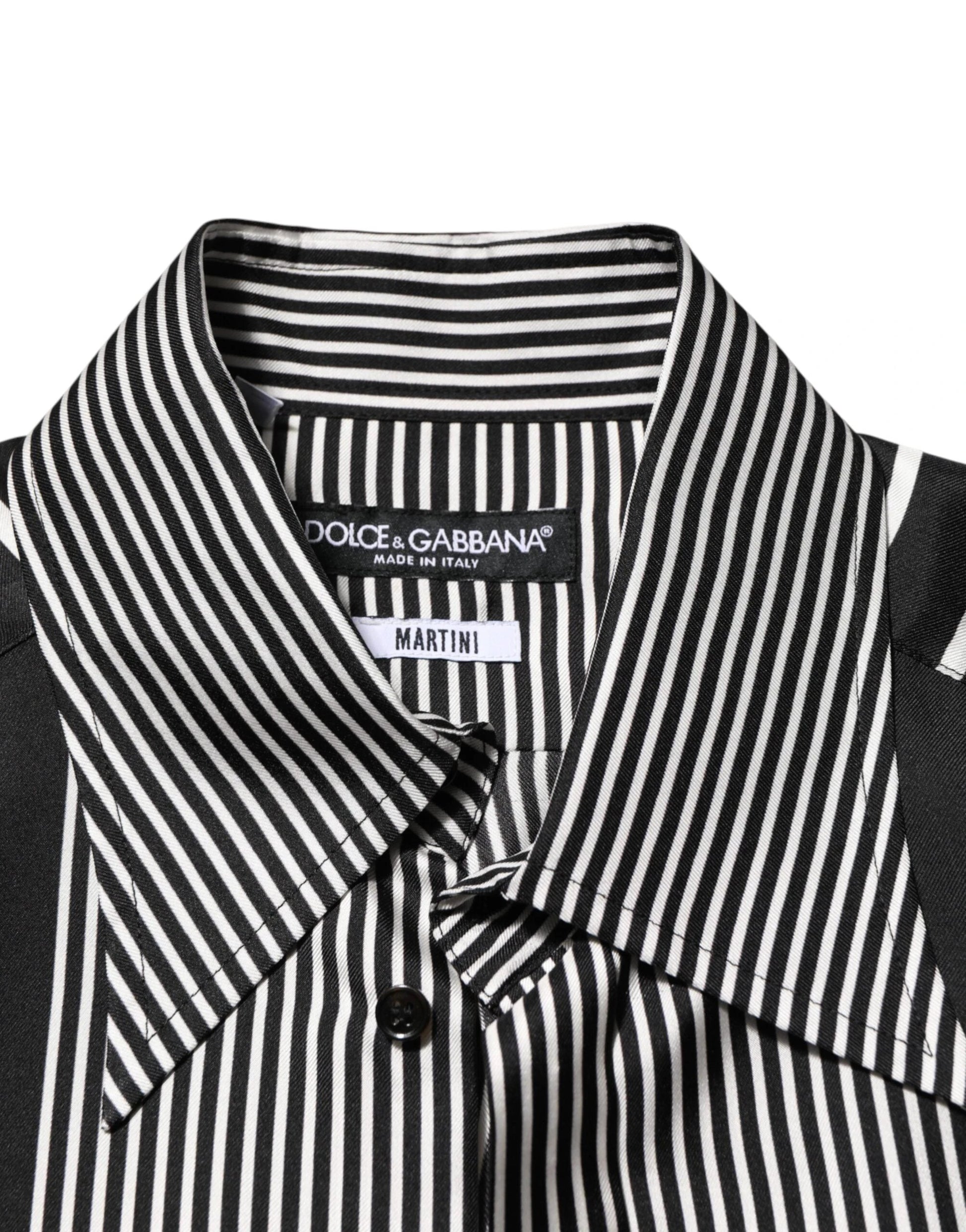 Dolce & Gabbana Black White Stripes Men MARTINI Dress Shirt by Dolce & Gabbana