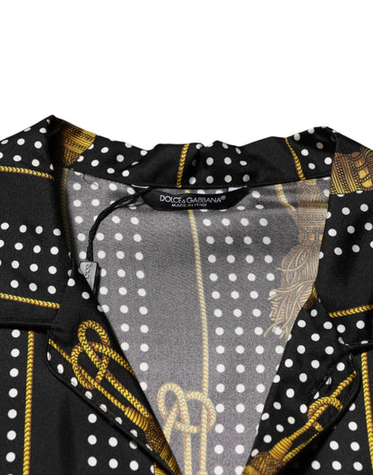 Dolce & Gabbana Black Dotted Tassel Silk Button Down Shirt by Dolce & Gabbana