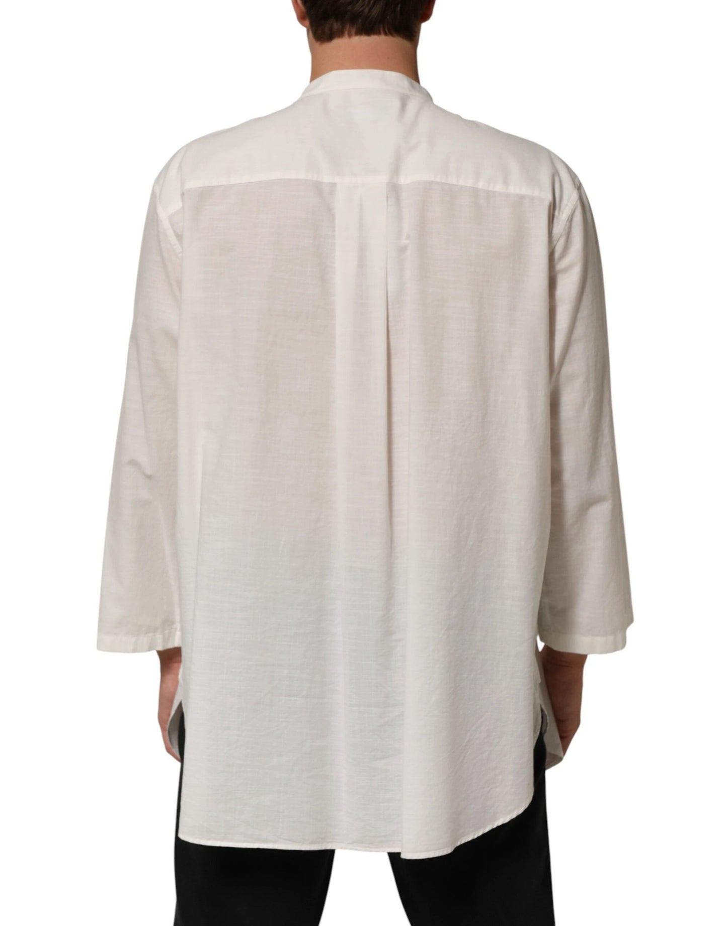 Dolce & Gabbana White Cotton Floral Print Button Down Shirt by Dolce & Gabbana