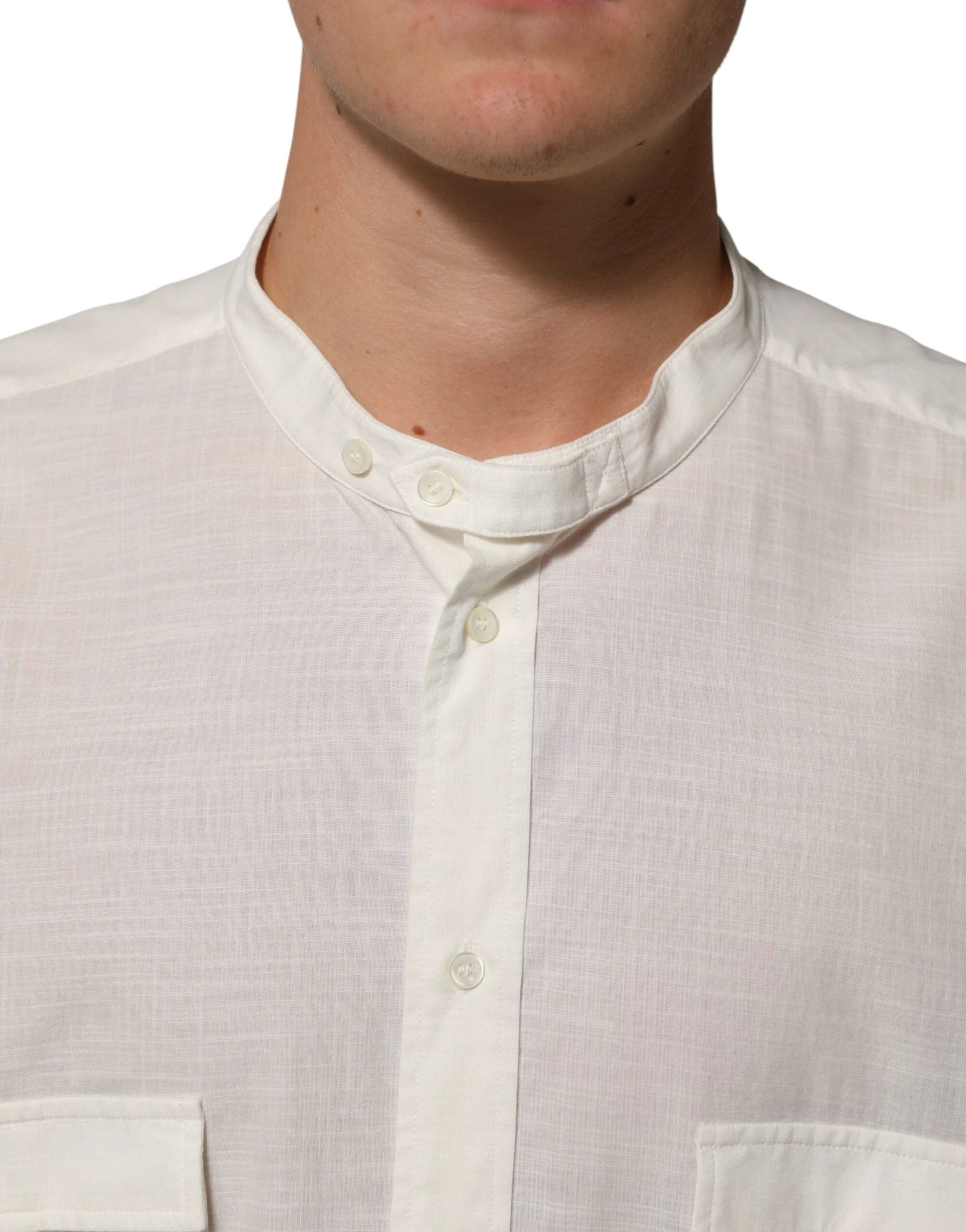 Dolce & Gabbana White Cotton Floral Print Button Down Shirt by Dolce & Gabbana
