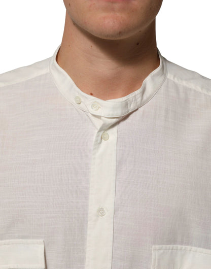 Dolce & Gabbana White Cotton Floral Print Button Down Shirt by Dolce & Gabbana