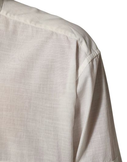 Dolce & Gabbana White Cotton Floral Print Button Down Shirt by Dolce & Gabbana