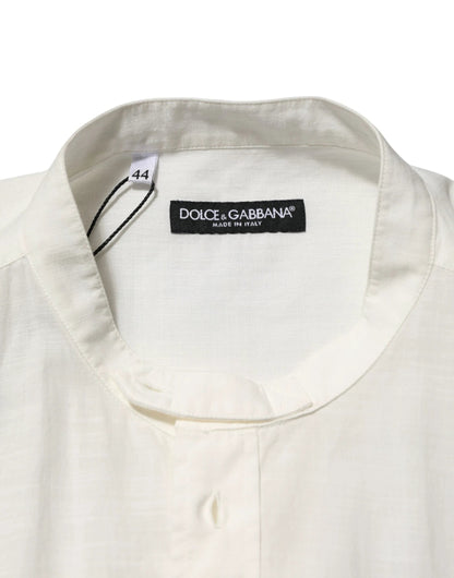 Dolce & Gabbana White Cotton Floral Print Button Down Shirt by Dolce & Gabbana