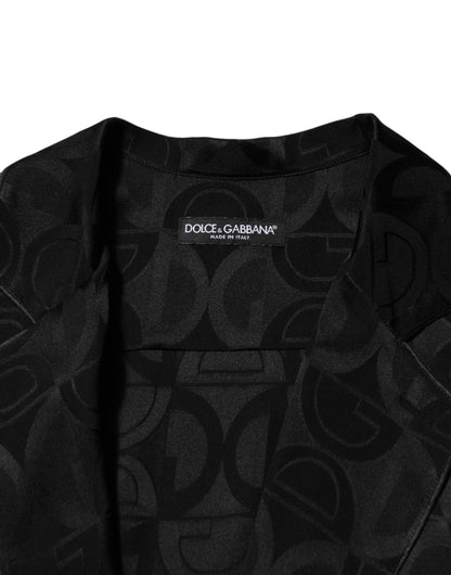 Dolce & Gabbana Black DG Logo Silk Men Long Sleeves Shirt by Dolce & Gabbana