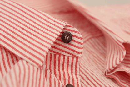 Dolce & Gabbana Red White Striped Cotton Short Sleeve Shirt by Dolce & Gabbana