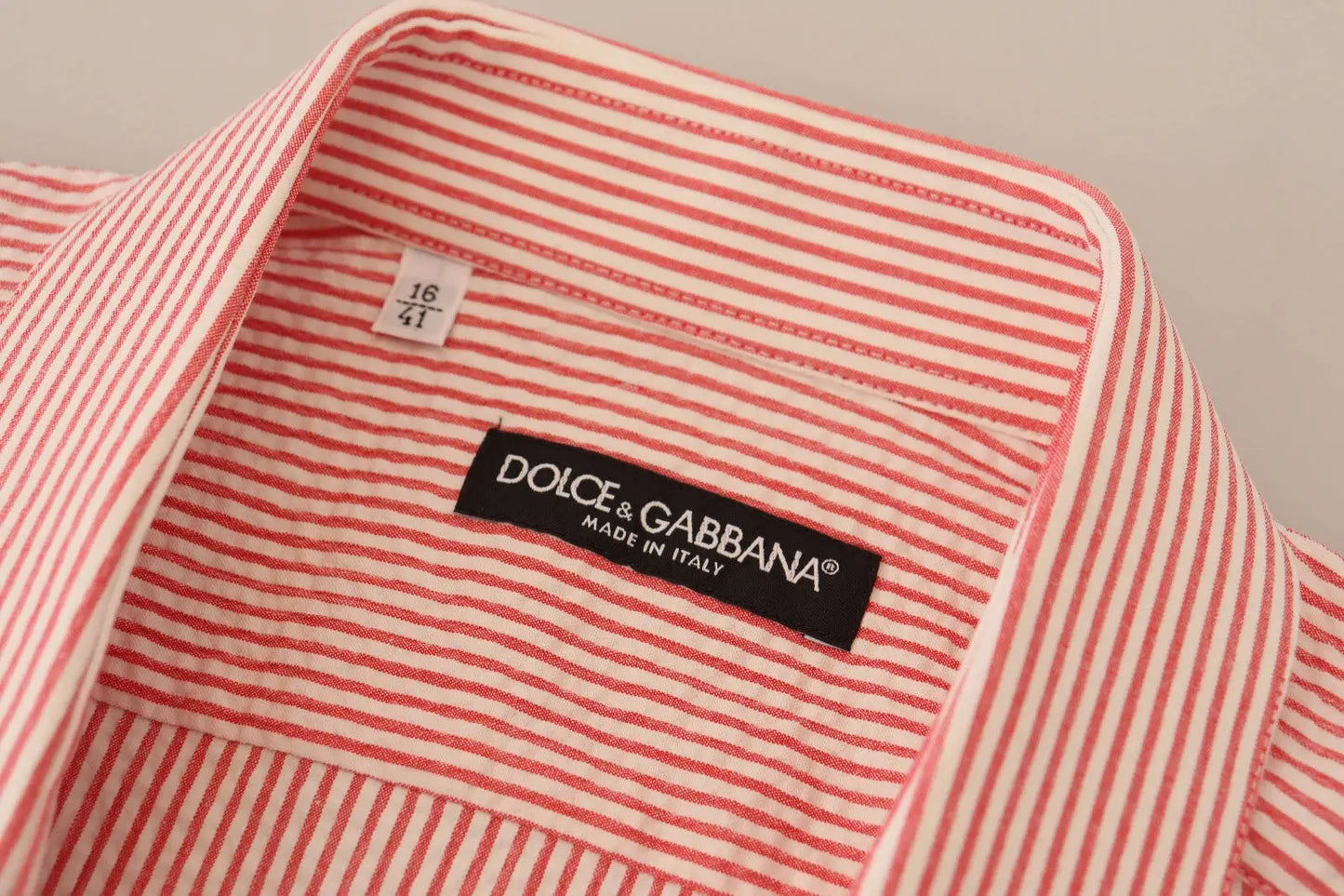 Dolce & Gabbana Red White Striped Cotton Short Sleeve Shirt by Dolce & Gabbana