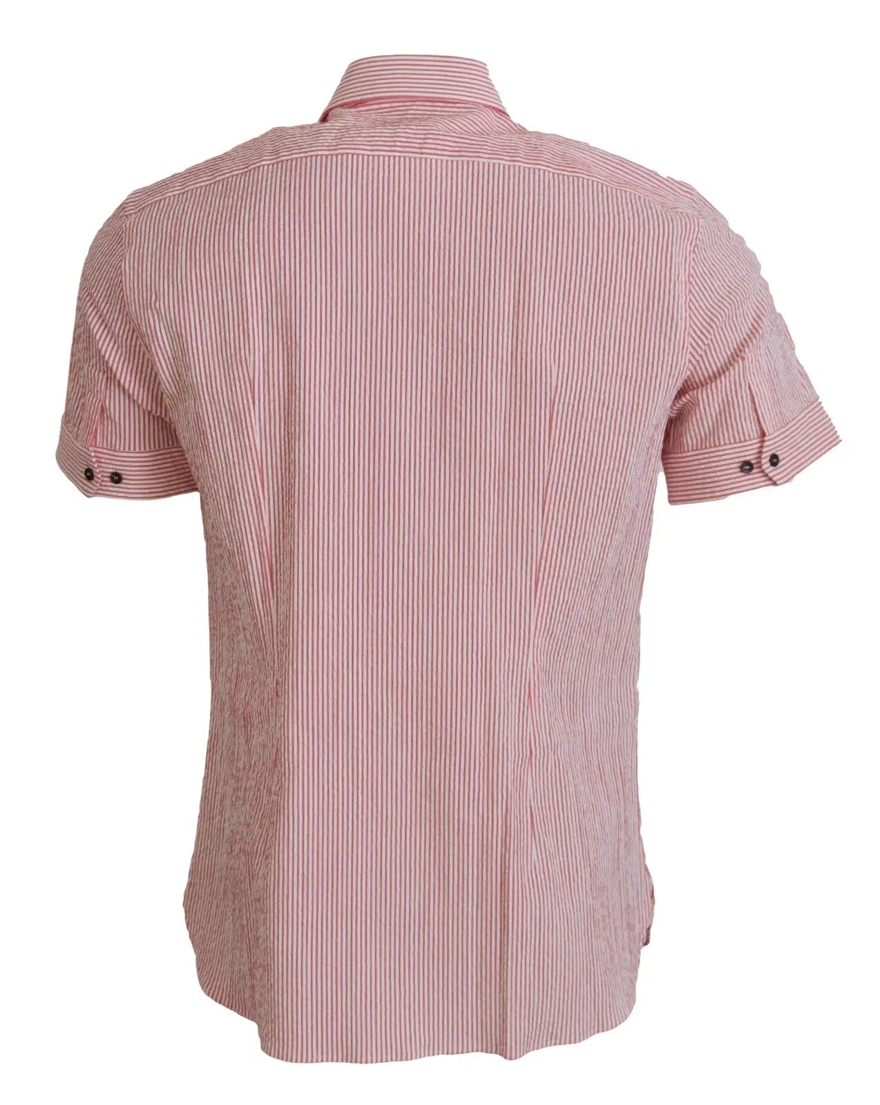 Dolce & Gabbana Red White Striped Cotton Short Sleeve Shirt by Dolce & Gabbana