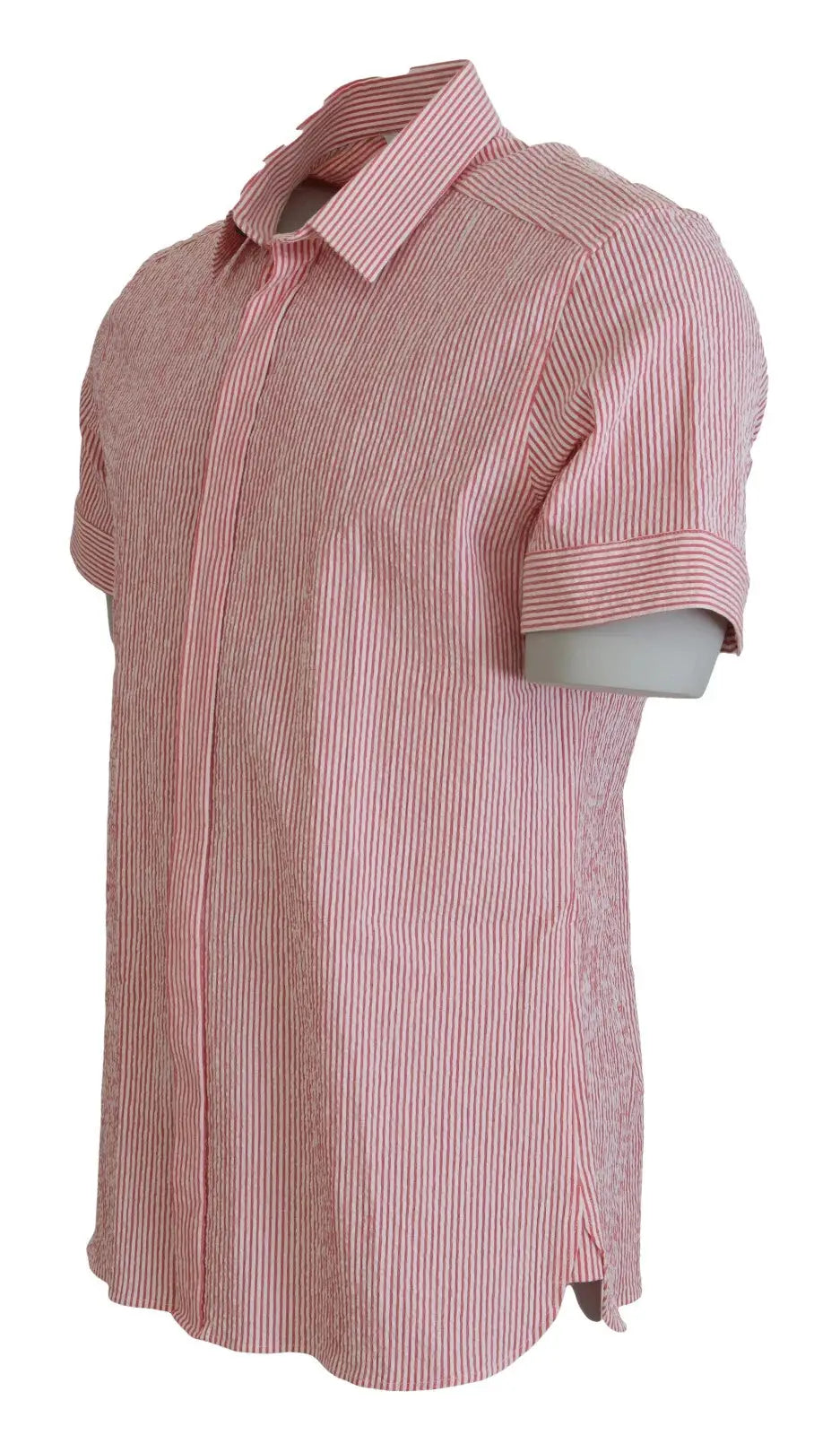 Dolce & Gabbana Red White Striped Cotton Short Sleeve Shirt by Dolce & Gabbana