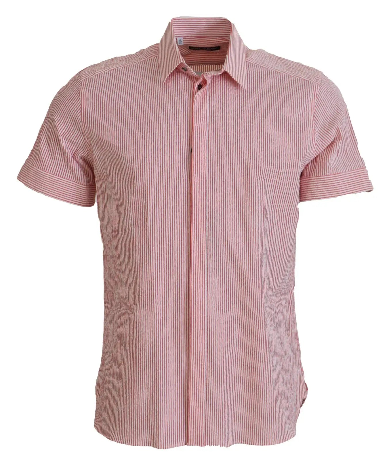 Dolce & Gabbana Red White Striped Cotton Short Sleeve Shirt by Dolce & Gabbana