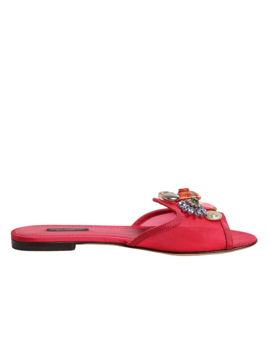 Sandales mules plates Dolce & Gabbana ornées rouges – LA13010
