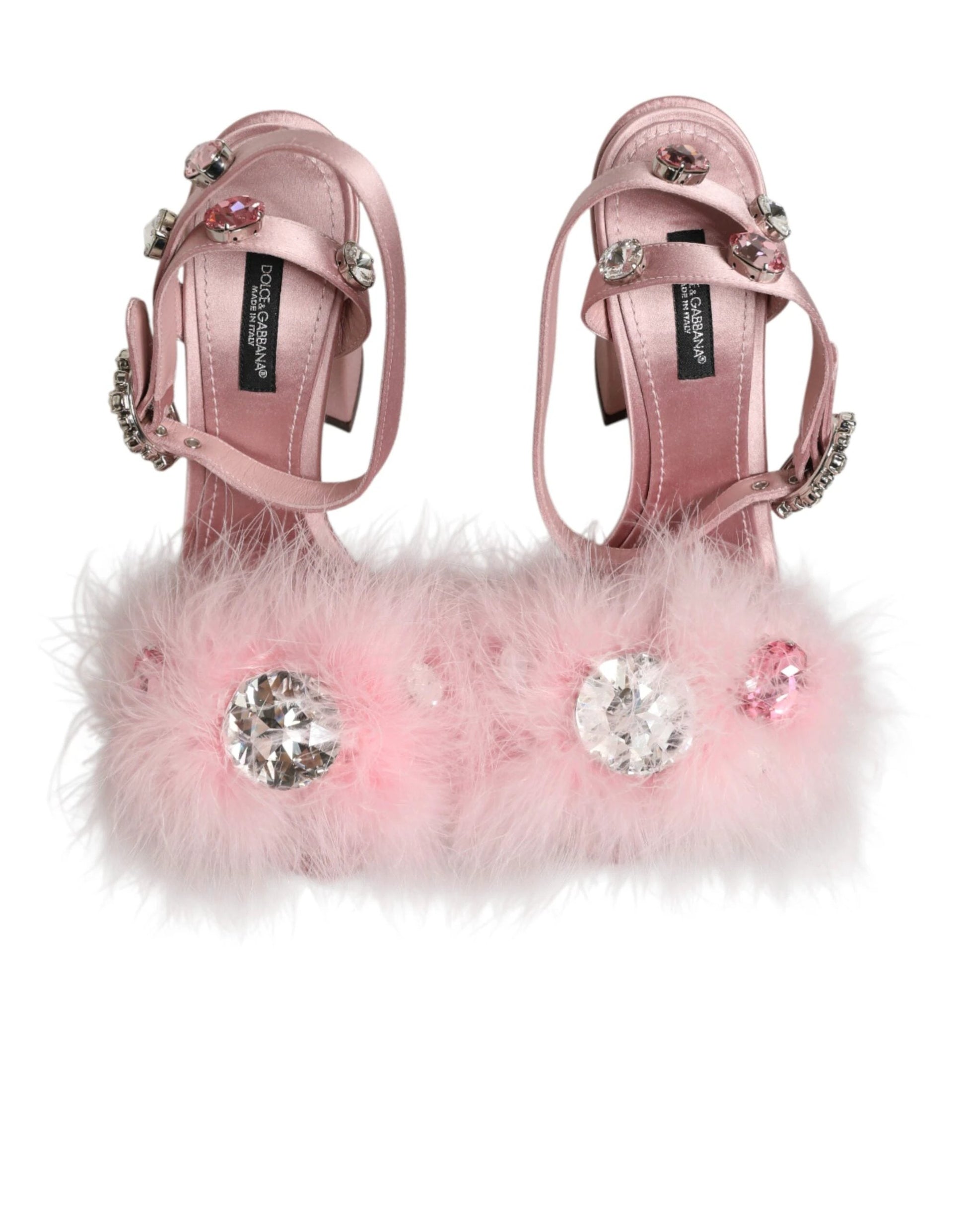 Dolce & Gabbana Pink Sequined Ankle Strap Sandals Shoes by Dolce & Gabbana