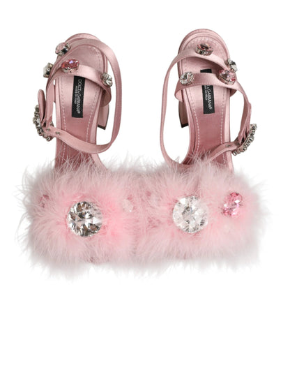 Dolce & Gabbana Pink Sequined Ankle Strap Sandals Shoes by Dolce & Gabbana