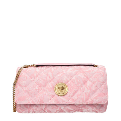 Versace – Sac Bandoulière Tissu Rose Détail Frontal Signature
