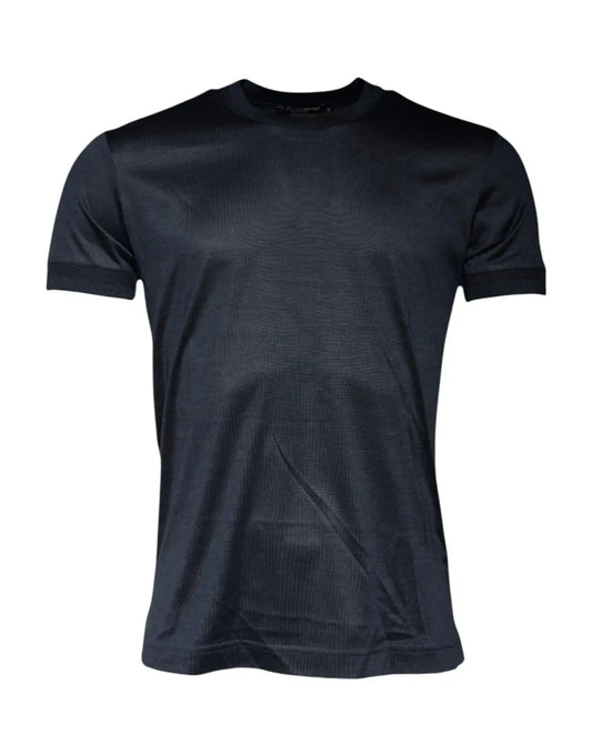 Dolce & Gabbana Blue Silk Crew Neck Short Sleeves Men T-shirt by Dolce & Gabbana