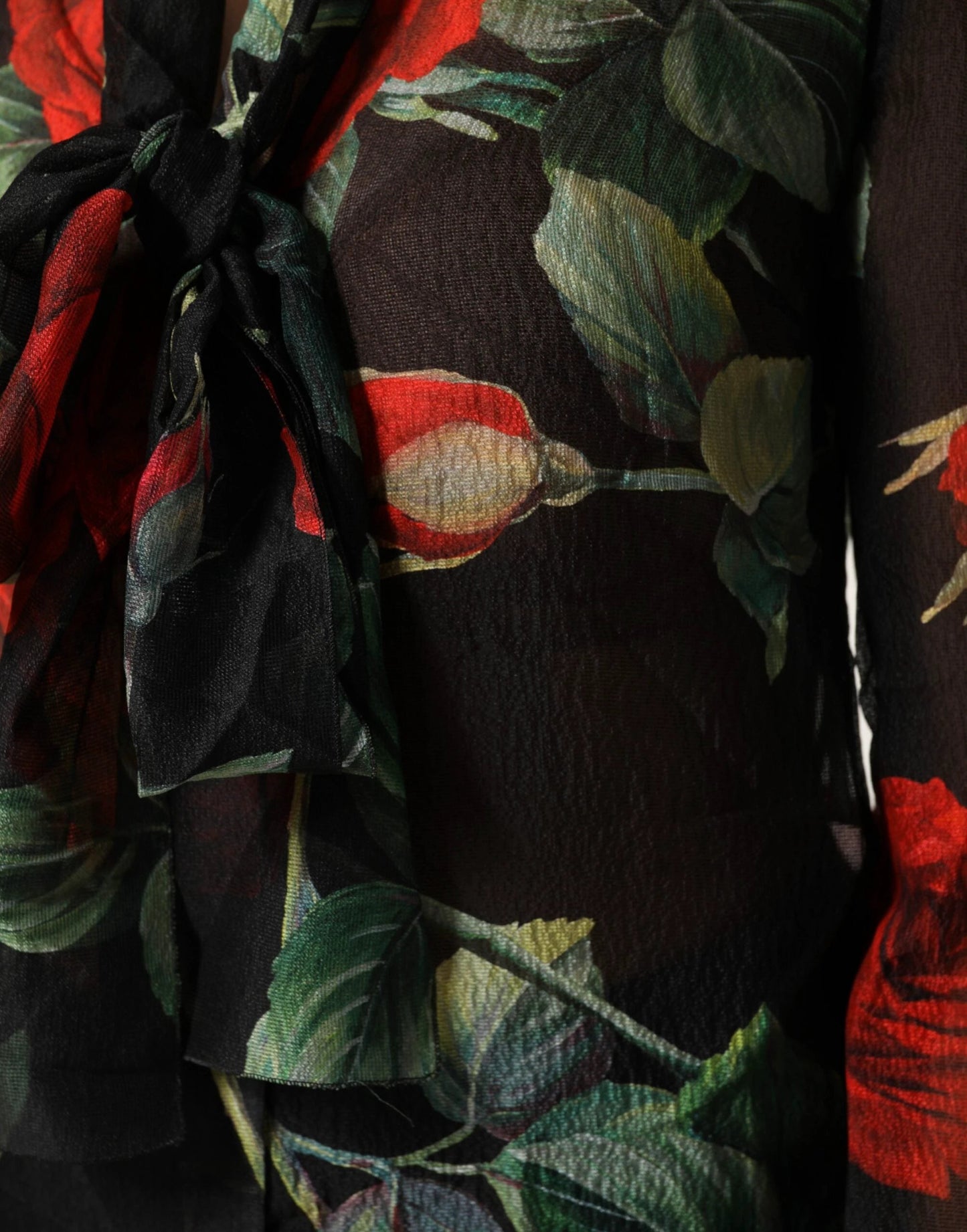 Dolce & Gabbana Black Floral Long Sleeves Silk Blouse Top by Dolce & Gabbana