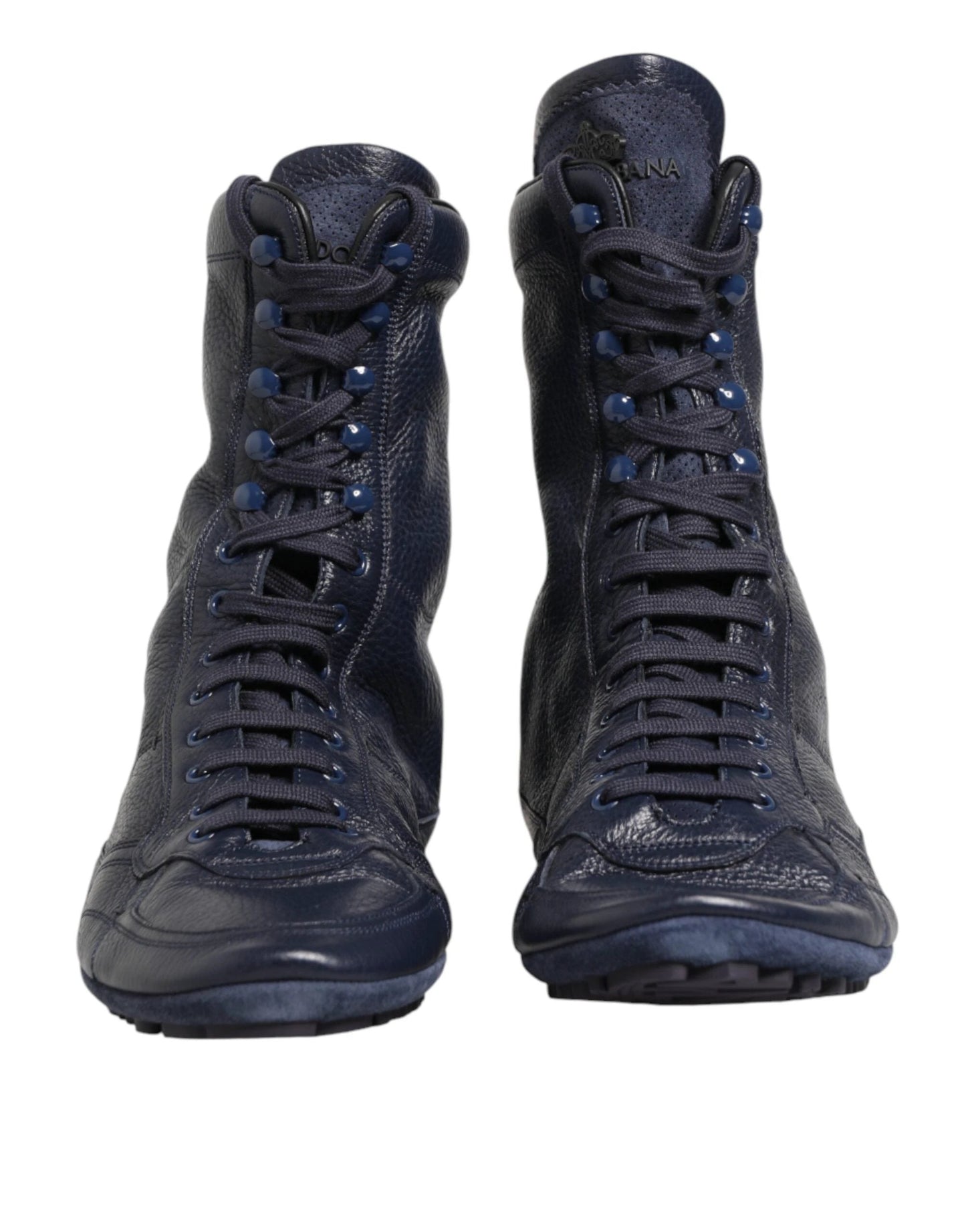 Dolce & Gabbana Dark Blue Deer Leather Mid Calf Boots Shoes by Dolce & Gabbana