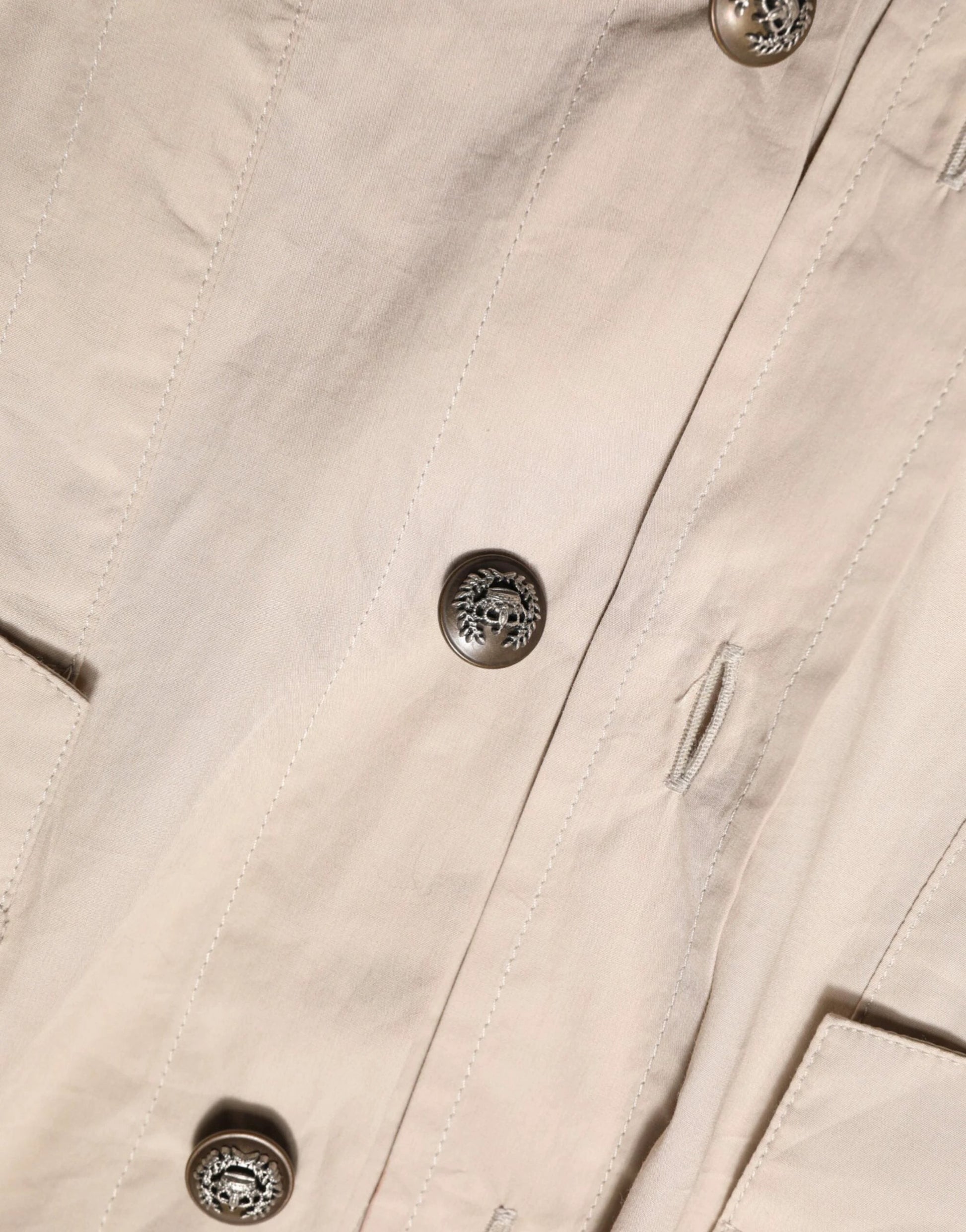 Dolce & Gabbana Beige Collared Long Sleeve Cotton Shirt Top by Dolce & Gabbana